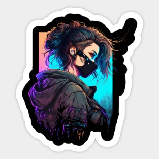 Cyberpunk Emo/Scene Girl Graphic Sticker